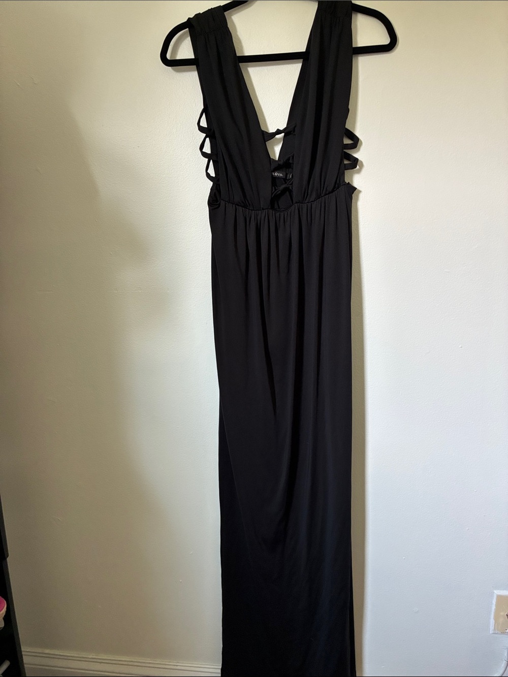 Ark & Co Black Sleeveless Maxi Dress with Strappy Open Back